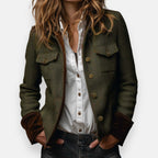 Darmae™ – Elegant tweed jacket with velvet details