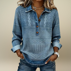 Dolores |Trendy Sweatshirt with Half Button and Collar